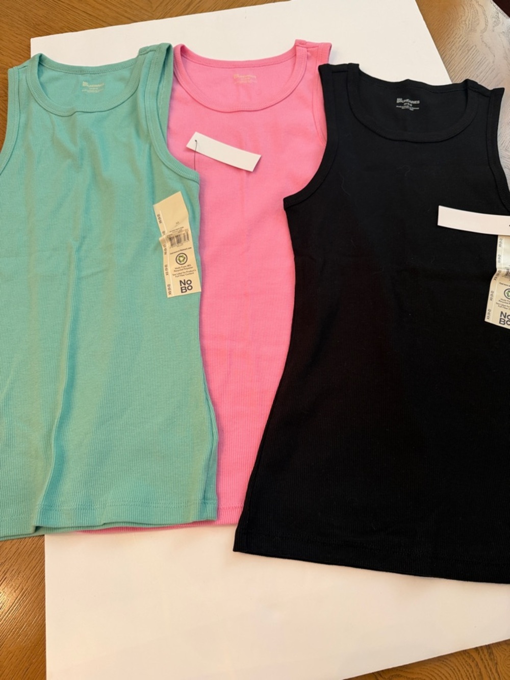 Women’s Ribbed Tank Tops in Pink, Mint & Black size XS 0-2 set of 3